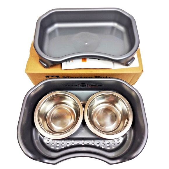 Neater Feeder - Express Model - Mess-Proof Dog Bowls Feed Station Small Grey - Picture 2 of 11